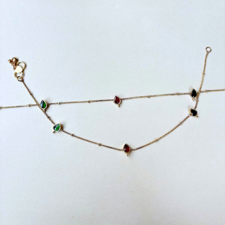 Handmade Brass Metal Jewellery Teardrop Anklet Pair